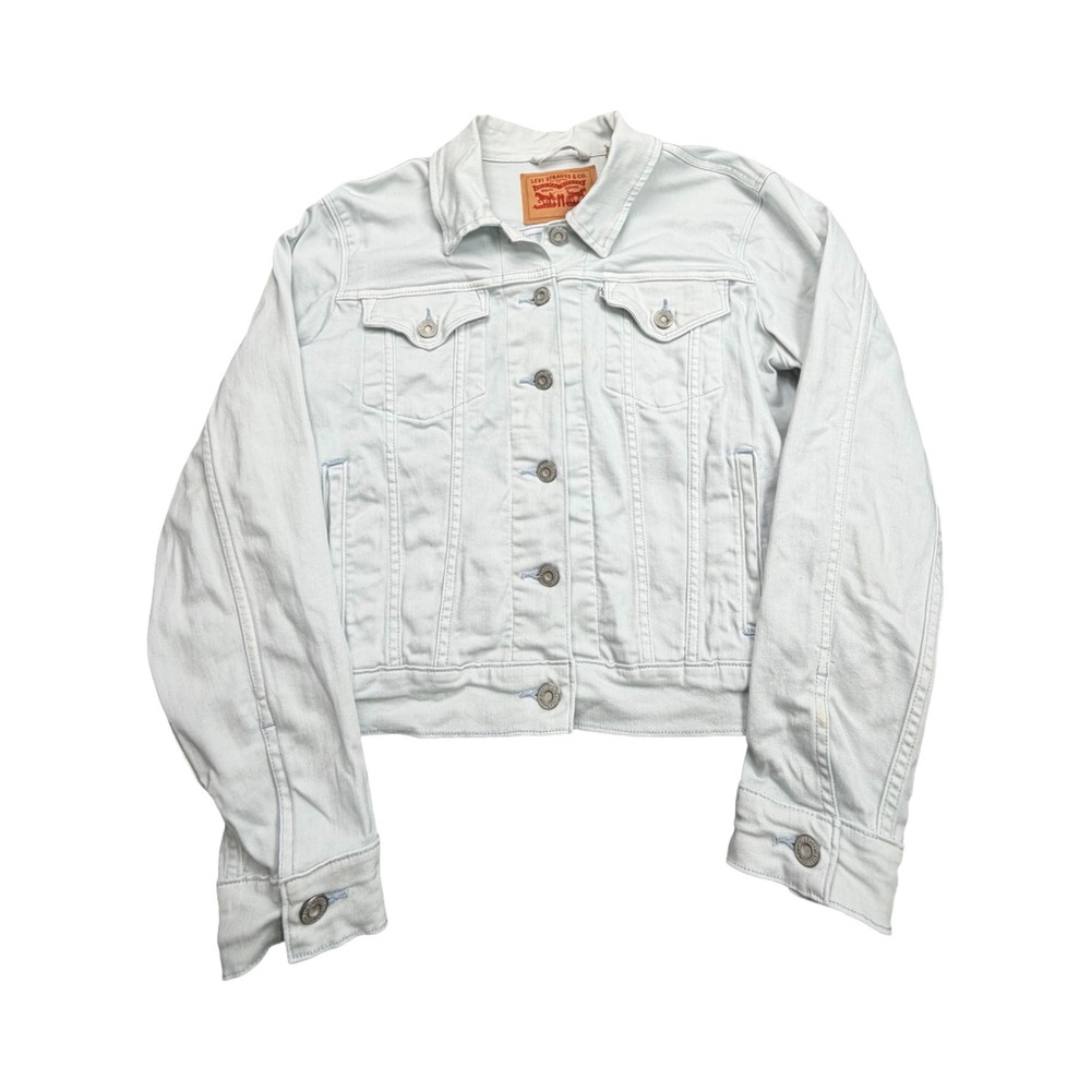 Levi Denim Jacket Womens L Light Blue Trucker Classic Button Front S40117